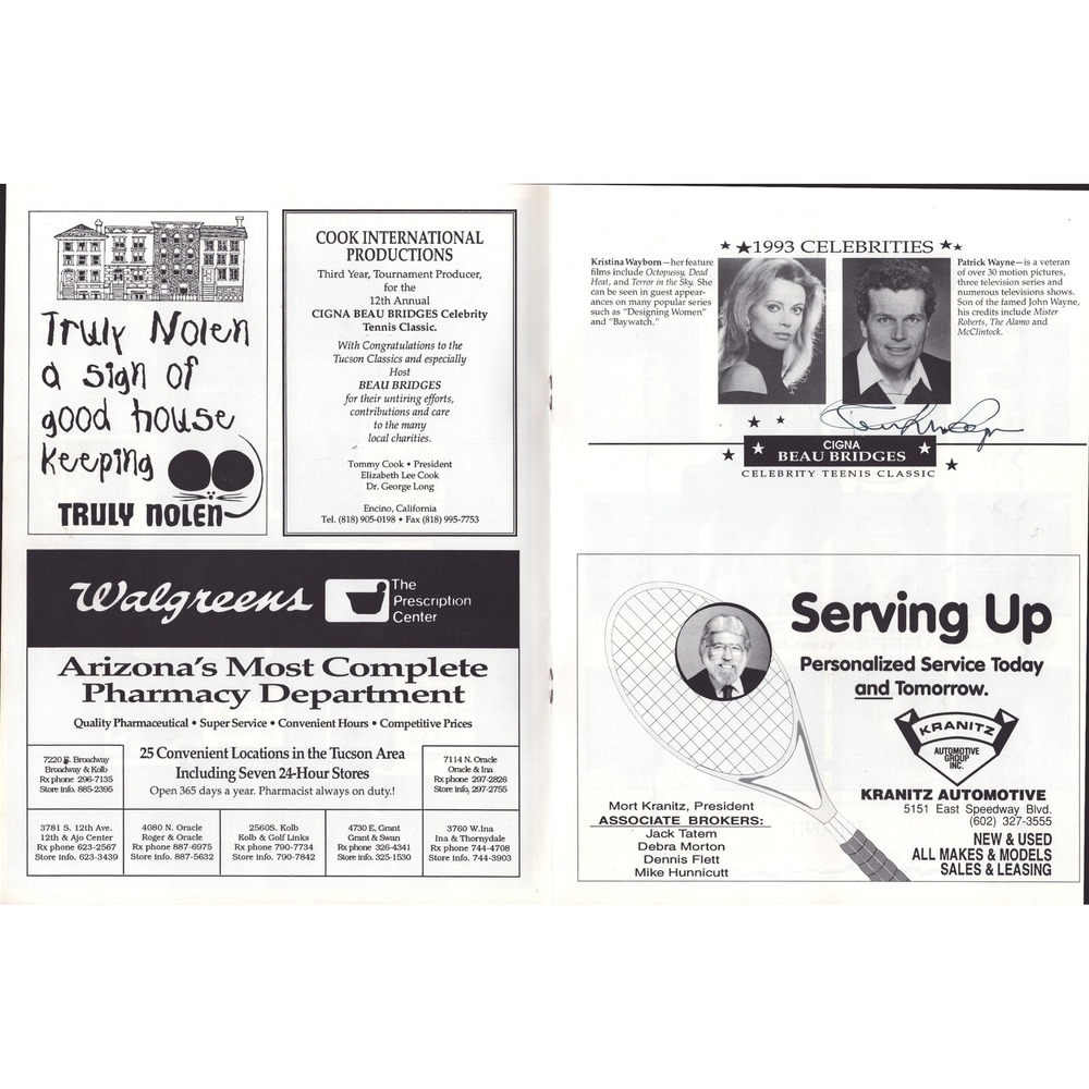 1993 Tennis Classic Program SIGNED x21 Rick Springfield Alan Thicke Beau Bridges - Picture 10 of 10
